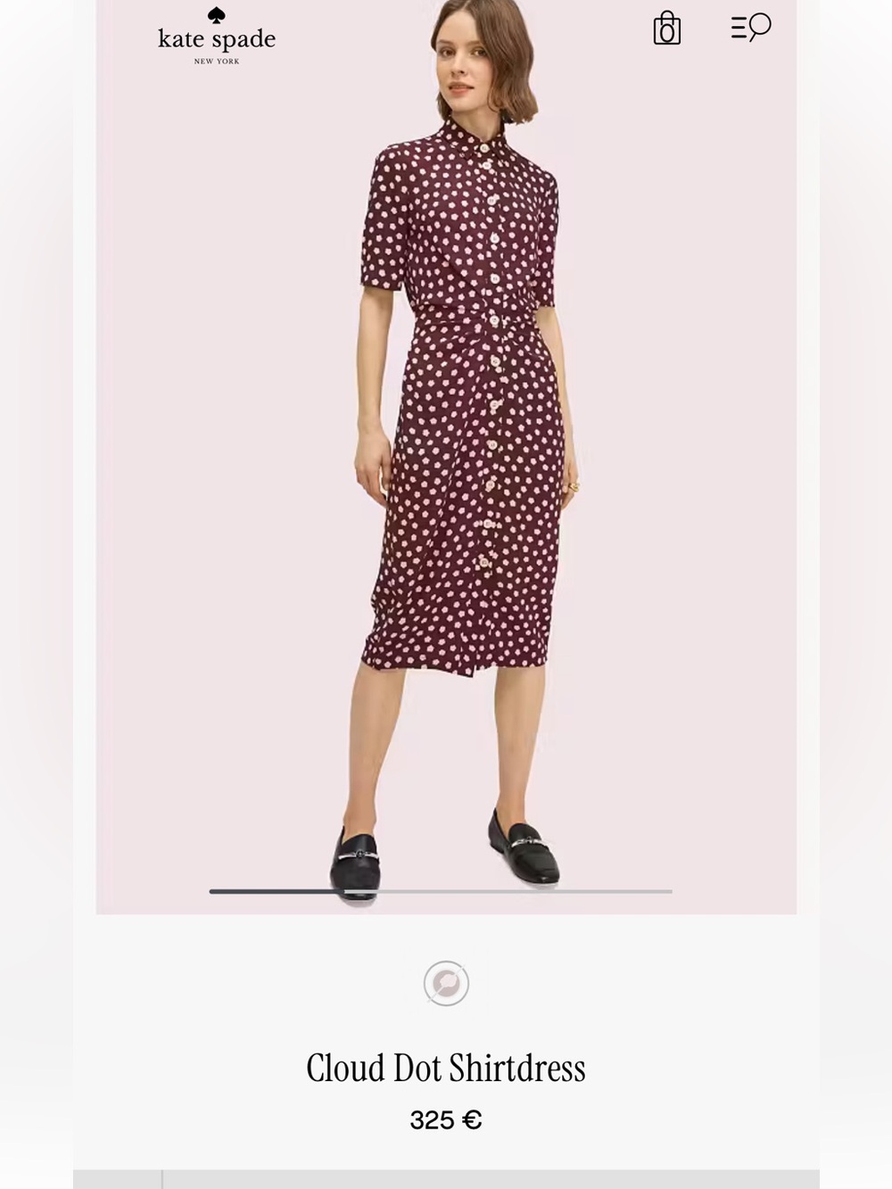 kate spade Burgundy and White Cloud Dot Midi Shirtdress